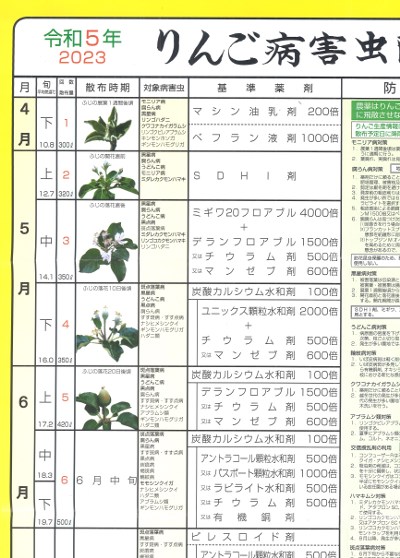 令和5年 りんご病害虫防除暦(ポスタータイプ)』青森県りんご協会制作