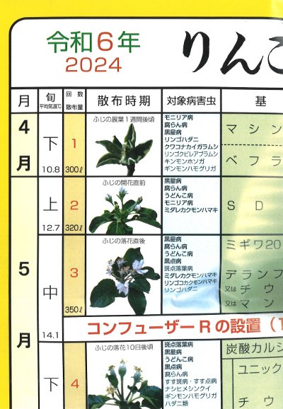 令和6年版 りんご病害虫防除暦(ポスタータイプ)』青森県りんご協会編